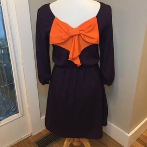 Clemson colors Purple dress with orange bow in back